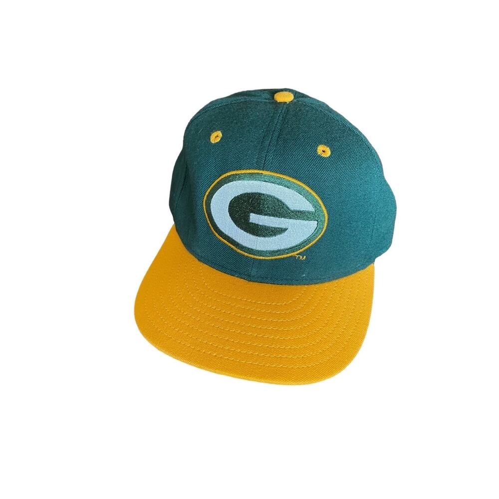 VTG NFL Greenbay Packers New Era USA Made 100% Wool 7 3/8 Fitted Green Hat